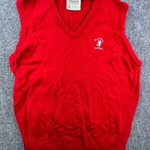 Fitwell Made In England St Andrew’s Scotland Red Merino Wool Vest RARE XL VTG